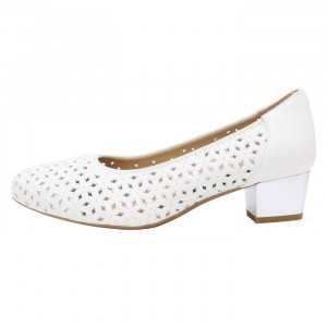 Pantofi dama Karisma JIJI20106C-13-N-Alb casual piele naturala cu toc alb