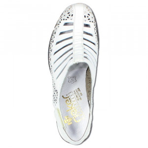 Pantofi dama Rieker 40959-80-Alb casual piele naturala cu toc alb