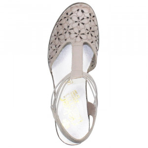 Pantofi dama Rieker 40966-64-Bej casual piele naturala cu toc bej