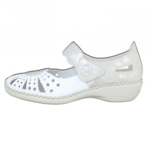 Pantofi dama Rieker 41368-80-Alb casual piele naturala cu talpa joasa alb