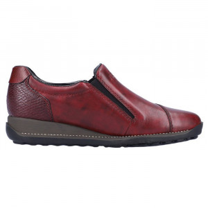 Pantofi dama Rieker 44265-35-Bordo casual piele naturala impermeabil cu talpa joasa bordo