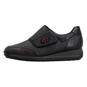 Pantofi dama, Rieker, 44295-00-Negru, casual, piele naturala, impermeabili, cu talpa joasa, negru