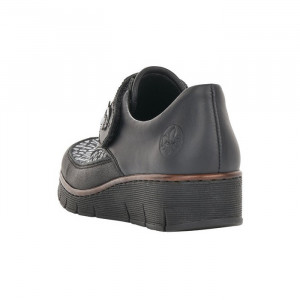 Pantofi dama Rieker 537C0-00-Negru casual piele naturala cu talpa joasa negru