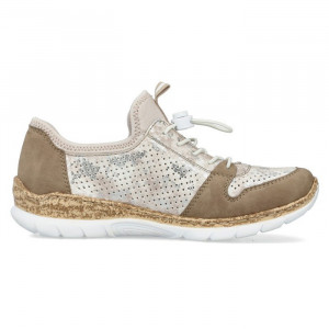 Pantofi dama Rieker N4255-60-Bej casual piele ecologica cu talpa joasa bej
