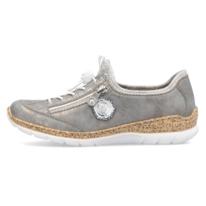 Pantofi dama, Rieker, N4263-40-Gri, casual, piele ecologica, cu talpa joasa, gri
