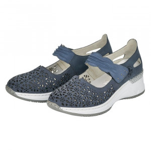Pantofi dama Rieker N4367-14-Albastru casual piele naturala cu platforma albastru