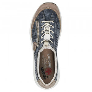 Pantofi dama Rieker N5596-14-Albastru casual piele ecologica cu talpa joasa albastru