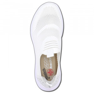 Pantofi dama Rieker N6670-80-Alb sport textil cu talpa joasa alb