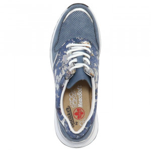 Pantofi dama Rieker N8003-12-Albastru casual piele ecologica cu talpa joasa albastru