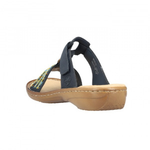 Papuci dama Rieker 60867-14-Albastru-Inchis casual piele ecologica cu talpa joasa albastru inchis