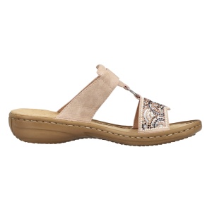 Papuci dama Rieker 608K2-31-Roz casual piele ecologica cu talpa joasa roz