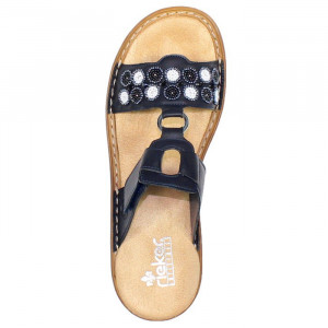 Papuci dama Rieker 62828-14-Albastru-Inchis casual piele ecologica cu talpa joasa albastru inchis