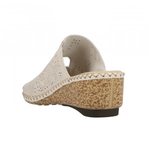 Papuci dama Rieker 66191-60-Bej casual piele naturala cu platforma bej