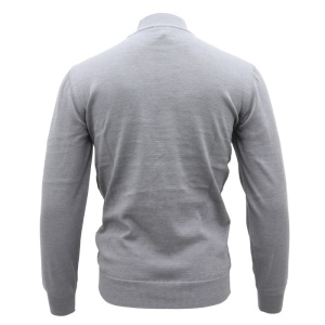 Pulover barbati LN21EWT040-Gri elegant bumbac regular fit cu guler inalt tricotat gri