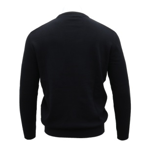 Pulover barbati LN23EWT010-Negru elegant bumbac regular fit cu guler la baza gatului tricotat negru