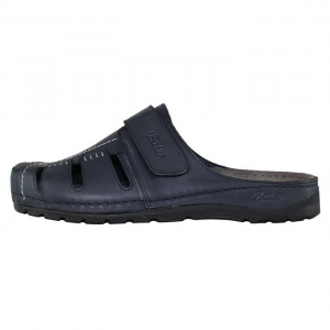 Saboti barbati, Batz, KZ-Negru, casual, piele naturala, perforati, ortopedici, cu talpa groasa, negru