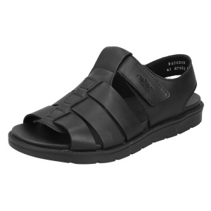 Sandale barbati Rieker 24262-00-Negru casual piele naturala cu talpa joasa negru