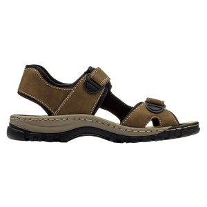 Sandale barbati Rieker 25084-24-Maro sport piele ecologica cu talpa joasa maro