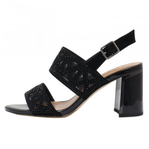 Sandale dama Epica JIJI20028C-01-I-Negru elegant piele intoarsa cu toc negru