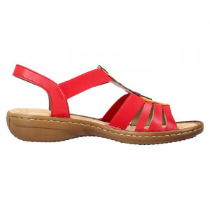 Sandale dama Rieker 60804-33-Rosu casual piele ecologica cu talpa joasa rosu
