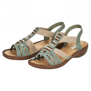 Sandale dama Rieker 60851-52-Verde casual piele ecologica cu talpa joasa verde