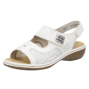 Sandale dama Rieker 65989-82-Alb casual piele ecologica cu talpa joasa alb