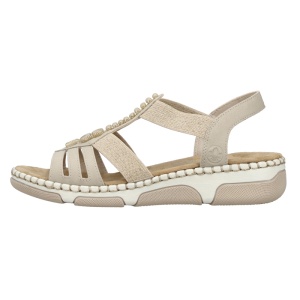 Sandale dama, Rieker, 66201-62-Bej, casual, piele ecologica, cu talpa joasa, bej