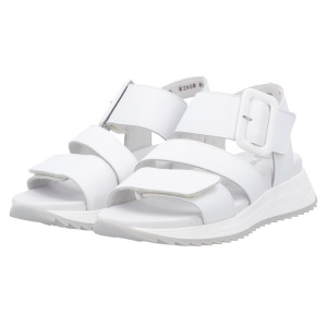 Sandale dama Rieker W2950-80-Alb casual piele naturala cu talpa groasa alb