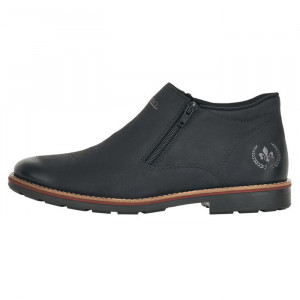 Cizme barbati, Rieker, 15391-00-Negru, casual, piele naturala, scurte, cu toc, negru