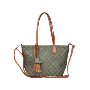 Geanta dama, Rieker, H1305-54-Verde, de umar, de mana, piele ecologica, casual, cu aplicatie florala, verde