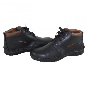 Ghete barbati, Krisbut, 6327-5-3-Negru, casual, piele naturala, imblanite, cu talpa joasa, negru