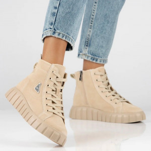 Ghete dama Filippo DBT4146-23-BE-Bej casual piele naturala cu talpa joasa bej