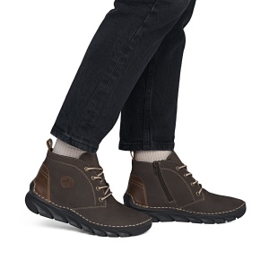 Ghete dama Rieker 55036-25-Maro casual piele naturala imblanite cu talpa joasa maro