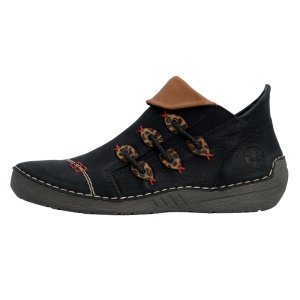 Ghete dama, Rieker, 72581-00-Negru, casual, piele ecologica, cu talpa joasa, negru