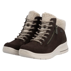 Ghete dama Rieker L7701-25-Maro casual piele intoarsa impermeabile imblanite cu talpa groasa maro