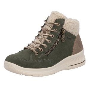 Ghete dama Rieker L7701-54-Verde casual piele intoarsa impermeabile imblanite cu talpa groasa verde