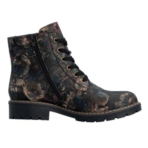 Ghete dama Rieker Y9103-90-Multicolor casual piele ecologica impermeabile imblanite cu toc multicolor