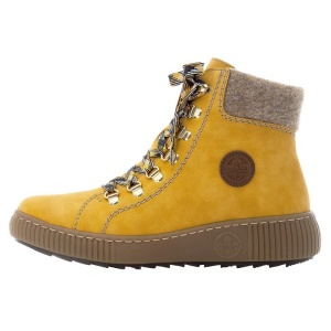 Ghete dama, Rieker, Z6633-68-Galben, casual, piele ecologica, imblanite, cu talpa joasa, galben