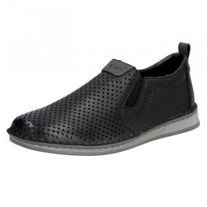 Pantofi barbati Rieker 05457-00-Negru casual piele naturala perforati cu talpa joasa negru