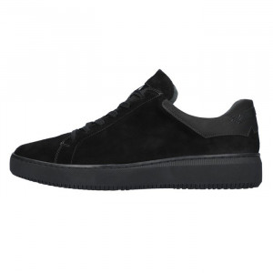 Pantofi barbati, Waldlaufer, 724006-250-001-H-Johann-Negru, casual, piele intoarsa, cu talpa groasa, negru