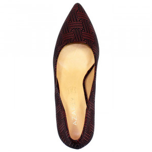 Pantofi dama Azarey 459D720-Rosu elegant textil cu toc rosu
