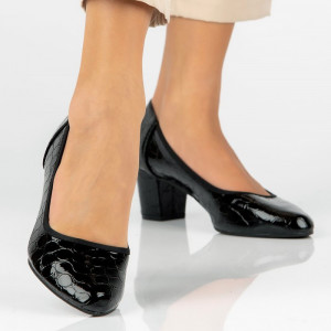 Pantofi dama Filippo DP4497-23-BK-Negru elegant piele ecologica cu toc negru