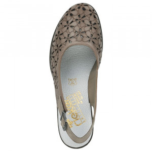 Pantofi dama Rieker 40981-64-Bej casual piele naturala cu toc bej