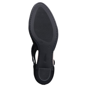 Pantofi dama Rieker 41080-00-Negru elegant piele intoarsa cu toc negru
