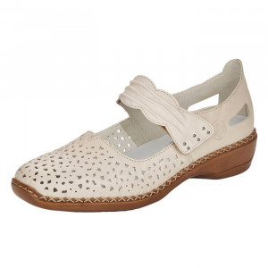 Pantofi dama Rieker 41399-60-Bej casual piele naturala cu talpa joasa bej