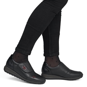 Pantofi dama Rieker 44295-00-Negru casual piele naturala impermeabili cu talpa joasa negru