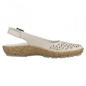 Pantofi dama Rieker 44861-60-Bej casual piele naturala cu talpa joasa bej