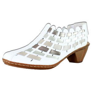 Pantofi dama Rieker 46778-81-Alb casual piele naturala cu toc alb