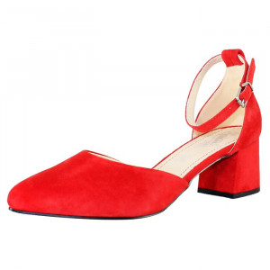 Pantofi dama Rieker 49150-33-Rosu elegant piele intoarsa cu toc rosu