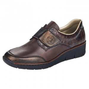 Pantofi dama Rieker 53750-25-Maro casual piele naturala cu talpa joasa maro
